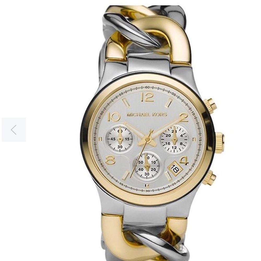 Authentic Michael Kors Twist chain two tone link bracelet watch
